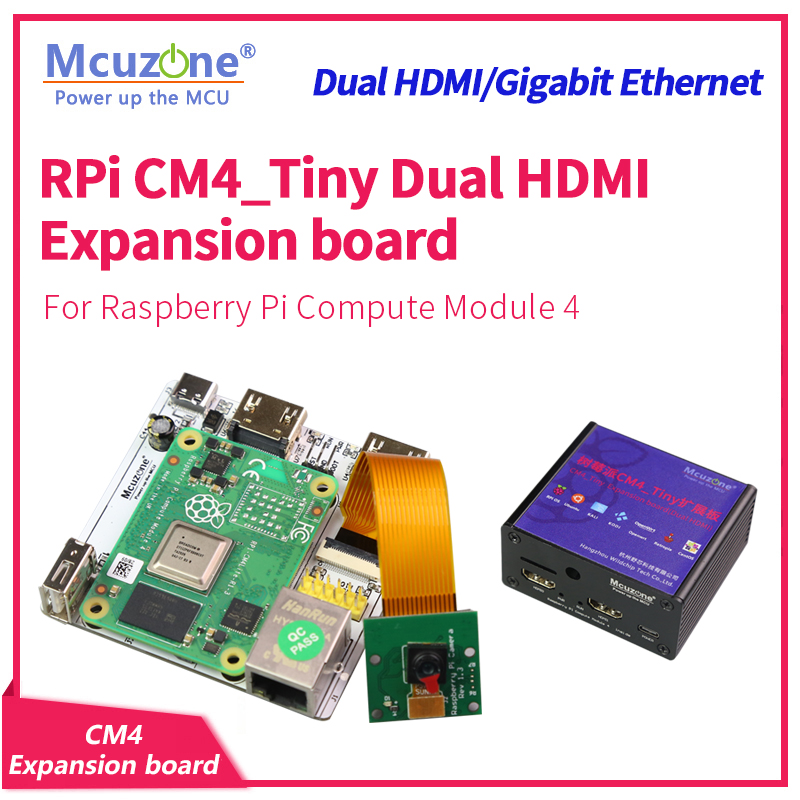 Raspberry Pi Compute Module 4 Dual Camera Board - RPi CM4_Tiny Erweiterungskarte, Dual HDMI, Giga